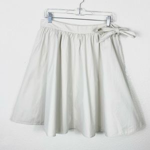 J. Crew Off White Tie Waist Pleated Mini Skirt